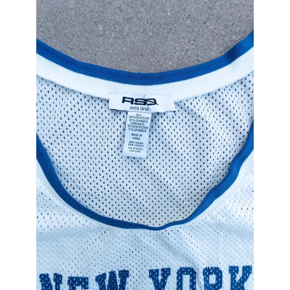 Rsq New York 25 Cropped Mesh Tank Top Sleeveless Jersey Blue Trim XL - Picture 2 of 3